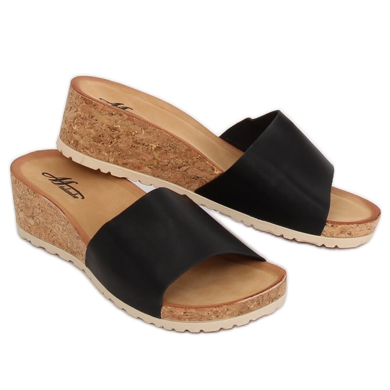 Chinelos de cortiça preta 3527-12 Preto 1