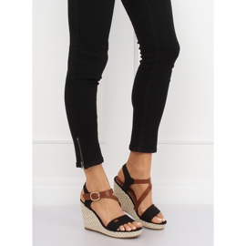 Black BL-360 Sandálias pretas de cunha preto 2