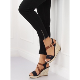 Sandálias de cunha BL-360 Navy castanho azul marinho 1