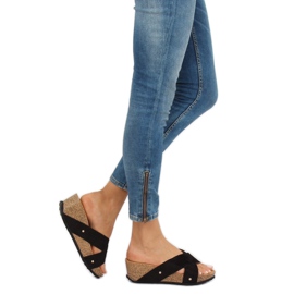 Sapatilhas pretas G1560 de cunha preta preto 1