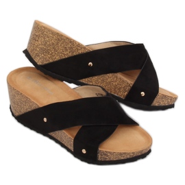 Sapatilhas pretas G1560 de cunha preta preto 2