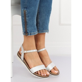 Sandálias femininas prateadas S18-33 prateadas cinza 1