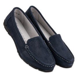 Mocassins de couro VINCEZA azul marinho 1