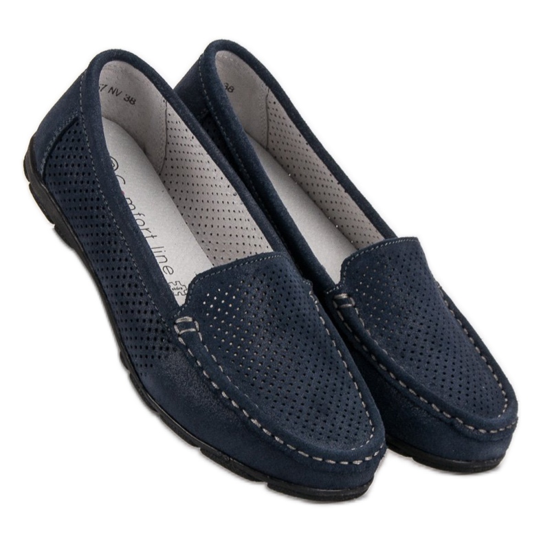 Mocassins de couro VINCEZA azul marinho 1