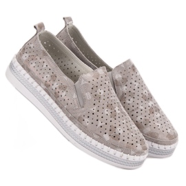 Goodin Slipons de couro bege 2