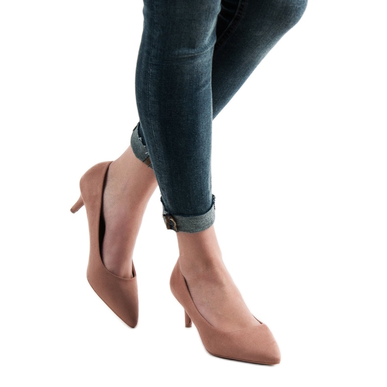 SHELOVET Salto de camurça em pó rosa 2