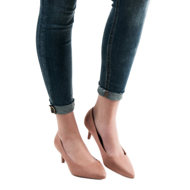 SHELOVET Salto de camurça em pó rosa 1