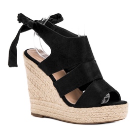 Cm Paris Sandálias Black Wedge preto 1