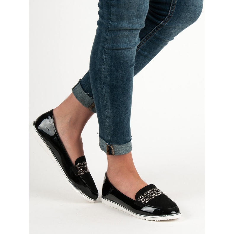 SHELOVET Mocassins lacados preto 1