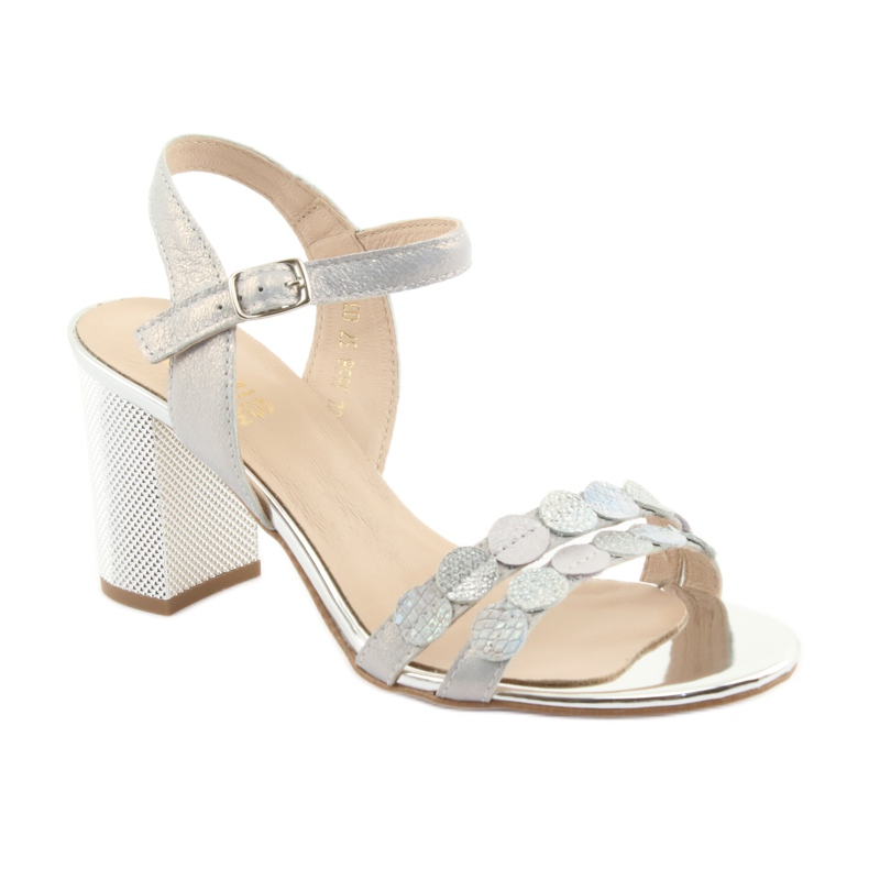 Sandálias prateadas femininas Gamis 3658 azul cinza rosa 2