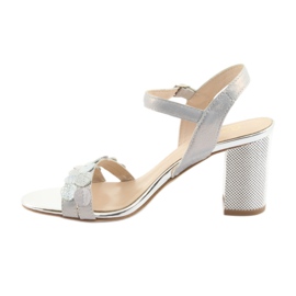 Sandálias prateadas femininas Gamis 3658 azul cinza rosa 4