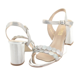 Sandálias prateadas femininas Gamis 3658 azul cinza rosa 9