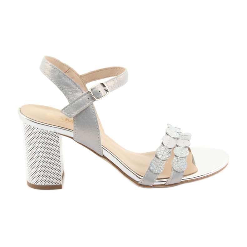 Sandálias prateadas femininas Gamis 3658 azul cinza rosa 1