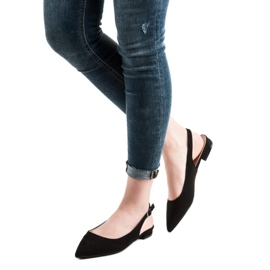 SHELOVET Bailarinas de camurça da moda preto 1