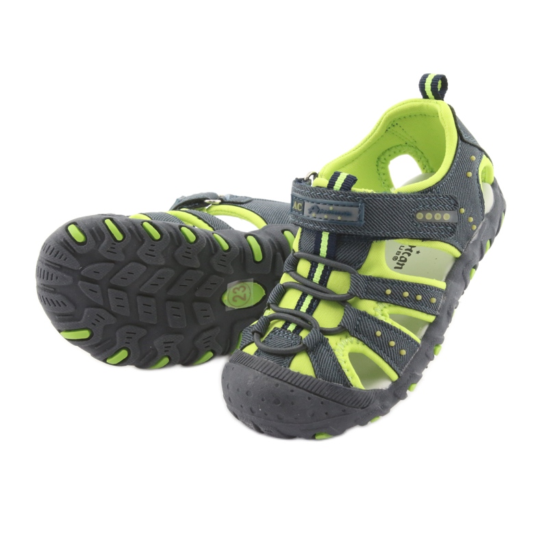 Sandálias de velcro American Club DR11 para meninos verde azul marinho 5