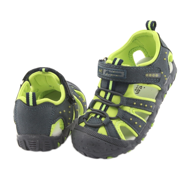 Sandálias de velcro American Club DR11 para meninos verde azul marinho 4