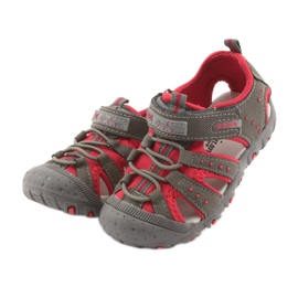 Sandálias de velcro American Club DR11 para meninos cinza vermelho 3