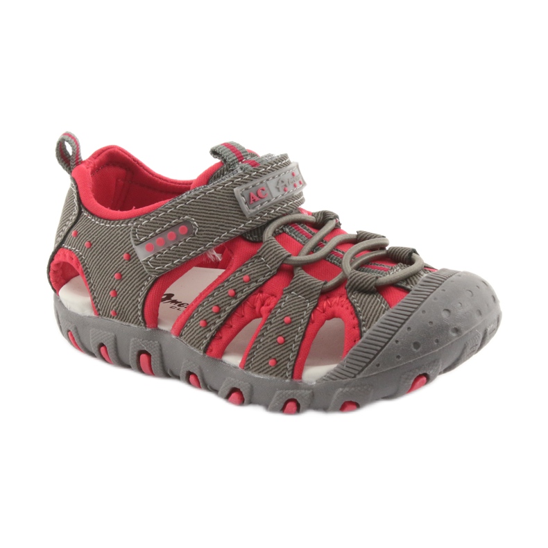Sandálias de velcro American Club DR11 para meninos cinza vermelho 1