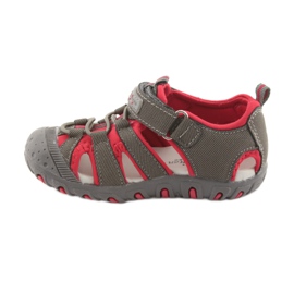 Sandálias de velcro American Club DR11 para meninos cinza vermelho 2