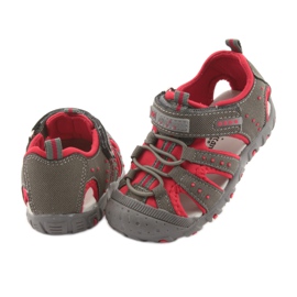 Sandálias de velcro American Club DR11 para meninos cinza vermelho 4