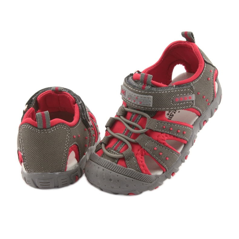 Sandálias de velcro American Club DR11 para meninos cinza vermelho 4