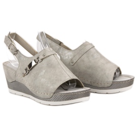 Goodin Sandálias de cunha confortáveis cinza 2