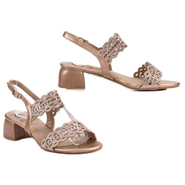 Kylie Sandálias elegantes de salto alto dourado 1