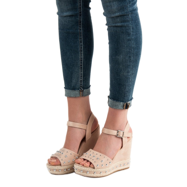 SHELOVET Sandálias com strass castanho 2