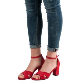 Best Shoes Sandálias de camurça vermelha vermelho 1