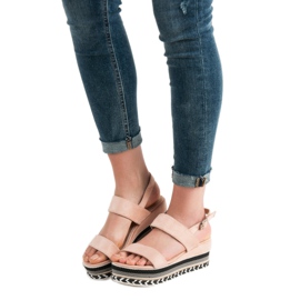 Primavera Sandálias Boho Wedge rosa 1