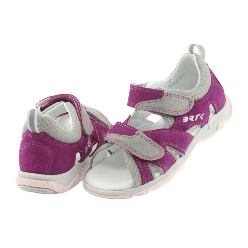 Sandálias de velcro Bartek 16187 rosa/cinza 4