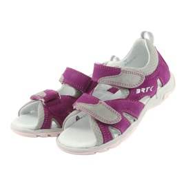 Sandálias de velcro Bartek 16187 rosa/cinza 3