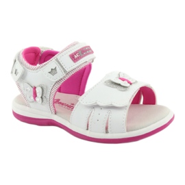 American Club Sandálias femininas com borboleta dr09 inserção de couro branco/rosa 1