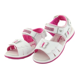 American Club Sandálias femininas com borboleta dr09 inserção de couro branco/rosa 3