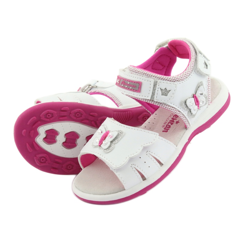American Club Sandálias femininas com borboleta dr09 inserção de couro branco/rosa 4