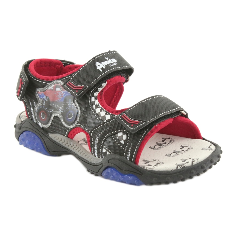 American Club Sandals Monster Truck HL18 Black/Red Leather Insert preto 1
