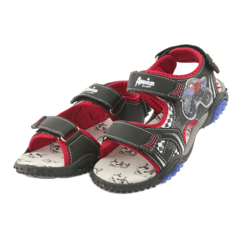 American Club Sandals Monster Truck HL18 Black/Red Leather Insert preto 3