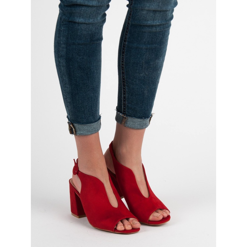 Milaya Sandálias Fechadas Elegantes vermelho 2