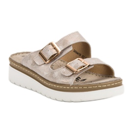 Filippo Chinelos de couro confortáveis castanho amarelo 1