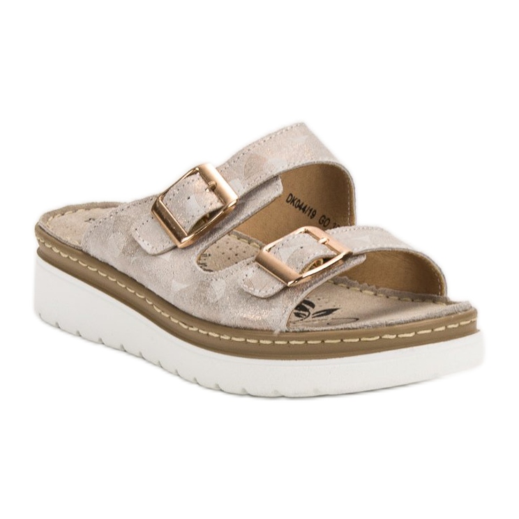 Filippo Chinelos de couro confortáveis castanho amarelo 1