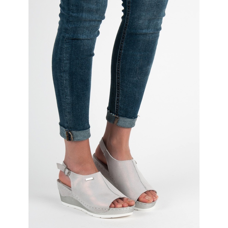 Filippo Sandálias folheadas de couro cinza 1