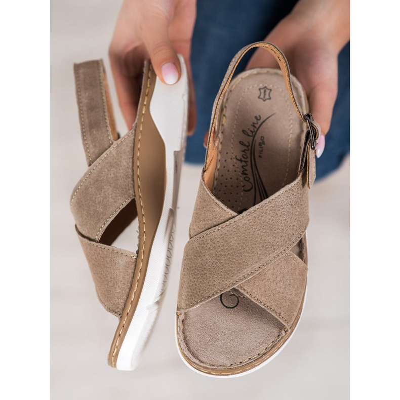 Filippo Sandálias de couro na plataforma castanho 1