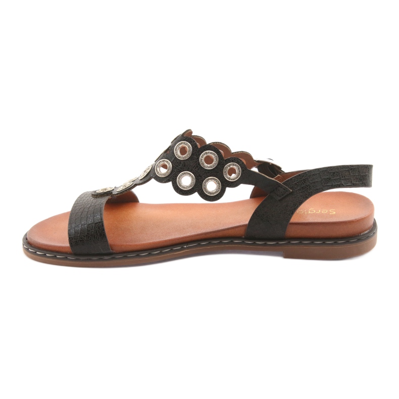 Sandálias femininas com strass preto por Sergio Leone 2