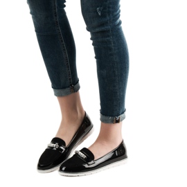 SHELOVET Mocassins lacados pretos 2