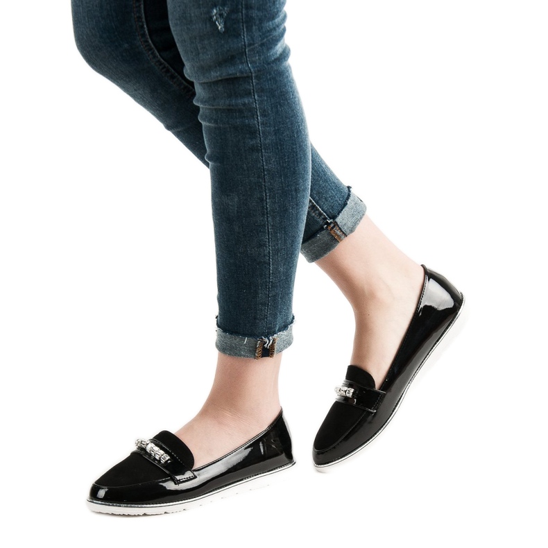 SHELOVET Mocassins lacados pretos 1