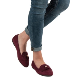 SHELOVET Mocassins com franjas vermelho 1