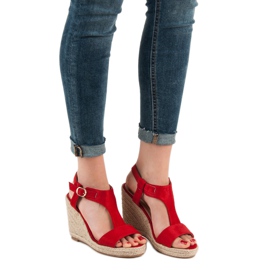 Anesia Paris Sandálias de cunha elegantes vermelho 2