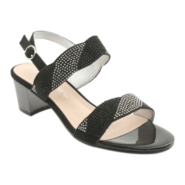 Sergio Leone Sandálias no sk795 post preto com zircões 1