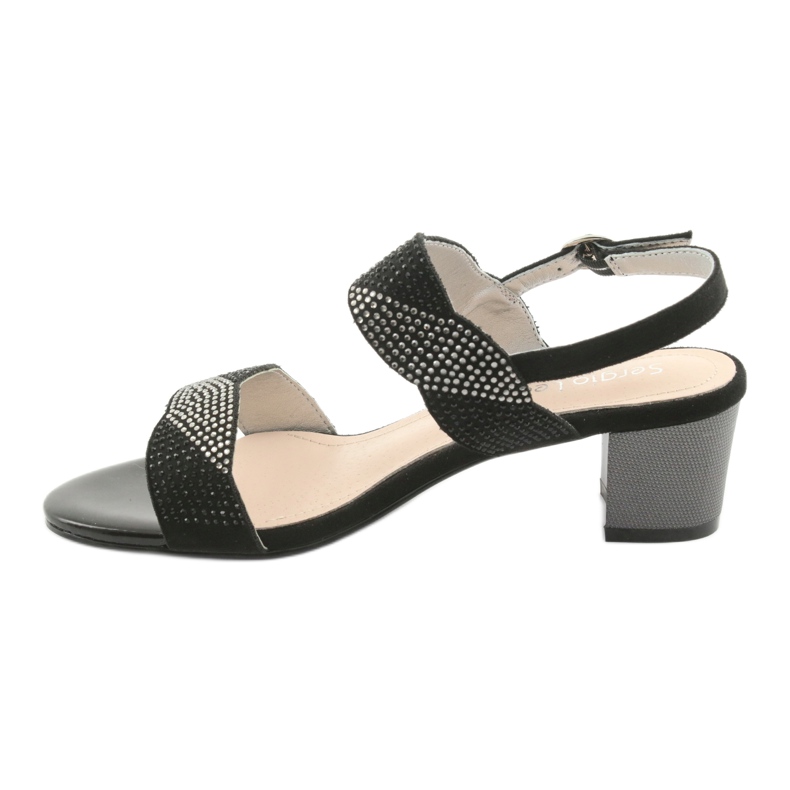 Sergio Leone Sandálias no sk795 post preto com zircões 2