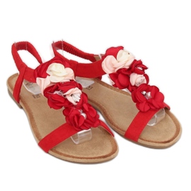 Sandálias com flores vermelhas 218-174 Vermelho 1